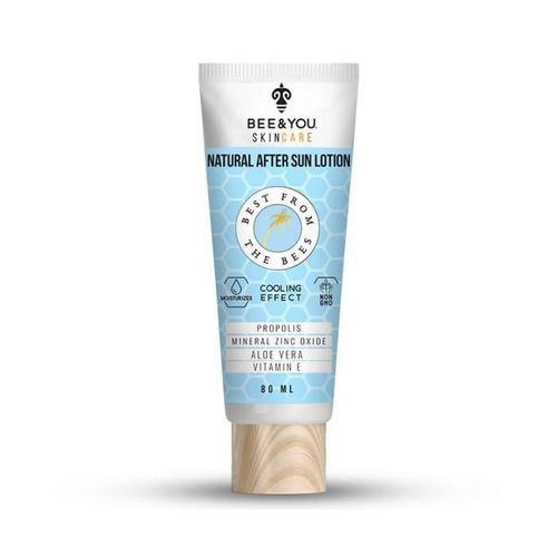 Bee&you Lotion Naturelle Après-Soleil Antioxydante - Avec Propolis + Oxyde De Zinc Minéral + Aloe Vera + Vitamine E - 80 Ml 