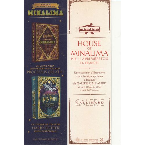 Marque Page " Le Monde Des Sorciers Par Minalima ", Gallimard.