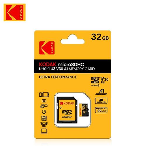 32 GO Kodak-Carte Micro SD, Classe 10, U3, 4K, Haute Vitesse, Mémoire Flash, TF, Mecard C10 ""Nipseyteko""