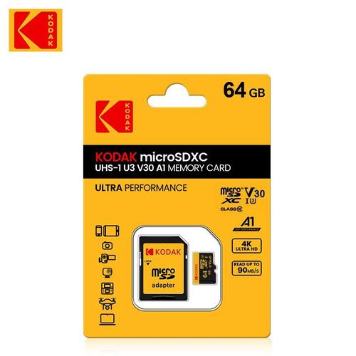 64 GO Kodak-Carte Micro SD, Classe 10, U3, 4K, Haute Vitesse, Mémoire Flash, TF, Mecard C10 ""Nipseyteko""