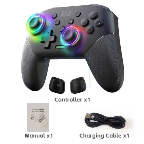 Black Data Frog-Manette Sans Fil Pour Nintendo Switch, Oled, Lite Console Pro, Gamepad Avec Batterie 1000mah, Fonction Turbo Programmable ""Nipseyteko""