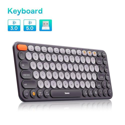 Keyboard Bas192.- Clavier sans fil Bluetooth 5.0, 2.4G, USB silencieux, disposition américaine, claviers EN 84/105, touches pour MacPle, iPad, PC, tablette ""Nipseyteko""