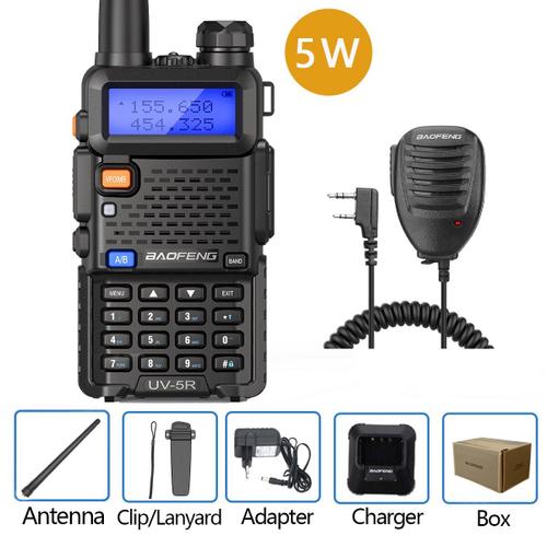 5W-mic Euro Baofeng-Talkie walperforé UV 5R 5W 8W, radio bidirectionnelle Vhf Uhf FM, pour déterminer la fréquence de la chasse, 16km ""Nipseyteko""