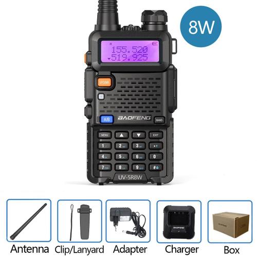 8W-radio Euro Baofeng-Talkie walperforé UV 5R 5W 8W, radio bidirectionnelle Vhf Uhf FM, pour déterminer la fréquence de la chasse, 16km ""Nipseyteko""