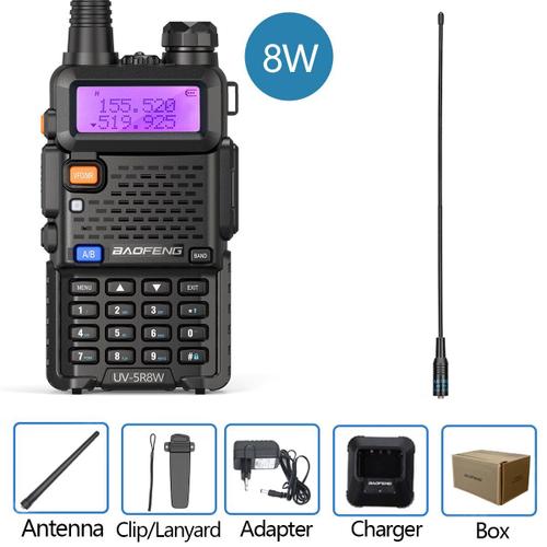 8W-771 Euro Baofeng-Talkie walperforé UV 5R 5W 8W, radio bidirectionnelle Vhf Uhf FM, pour déterminer la fréquence de la chasse, 16km ""Nipseyteko""