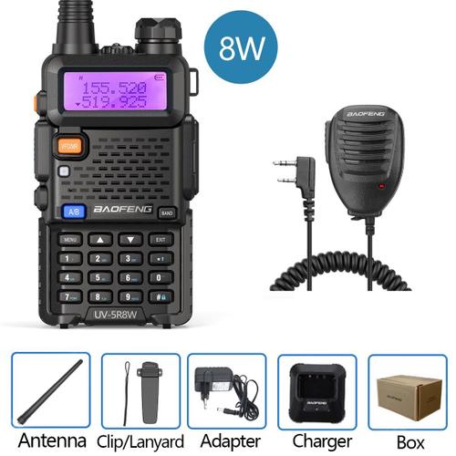 8W-mic Euro Baofeng-Talkie walperforé UV 5R 5W 8W, radio bidirectionnelle Vhf Uhf FM, pour déterminer la fréquence de la chasse, 16km ""Nipseyteko""