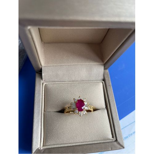 Magnifique Bague Rubis Diamant Naturel Véritables Or Jaune 18k 750