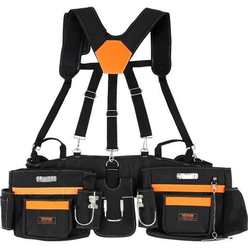 Ceinture Porte Outil - VEVOR - Ceinture à Outils Bretelles Poche Outils Menuisier Réglable Polyester 600D
