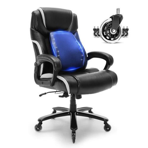 Chaise De Bureau En Cuir - Vevor - Chaise De Bureau En Cuir Fauteuil De Direction Avec Soutien Lombaire 181kg