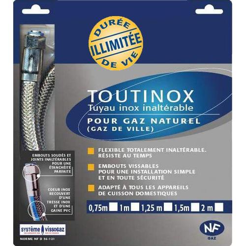 FLEXIBLE INOX GAZ NATUREL 1.50m ILLIMITE