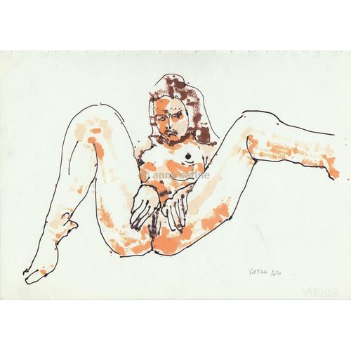 Dessin Erotique Original - Anna Satine - 200702 - Nu Féminin - 20x30cm