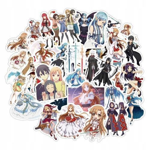 Autocollants D'anime Japonais Sword Art Online, 200 Pièces,Aesthetic Couleurs Stickers, Imperméable Vinyle Autocollant Pour Telephone Ordinateur Portable Macbook Scrapbooking