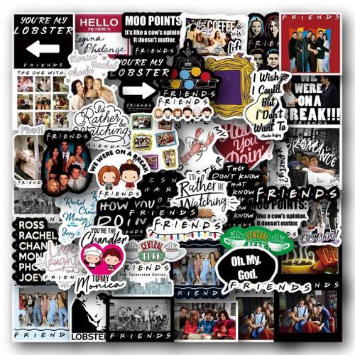 200 Pi¿¿Ces Autocollants Amis ¿¿Mission De T¿¿L¿¿Vision,Aesthetic Couleurs Stickers, Imperm¿¿Able Vinyle Autocollant Pour Telephone Ordinateur Portable Macbook Scrapbooking