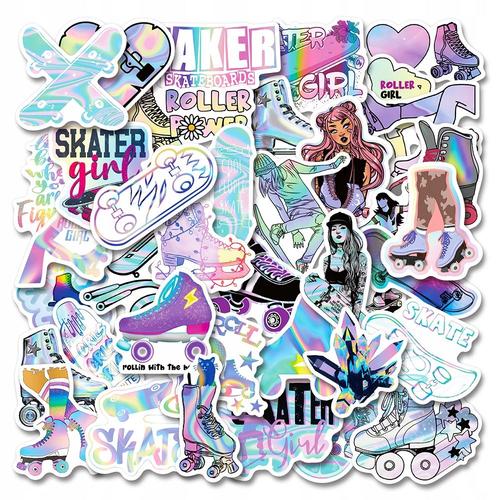 Autocollants De Skateboard Pour Filles, 200 Pi¿¿Ces, Laser Skater,Aesthetic Couleurs Stickers, Imperm¿¿Able Vinyle Autocollant Pour Telephone Ordinateur Portable Macbook Scrapbooking