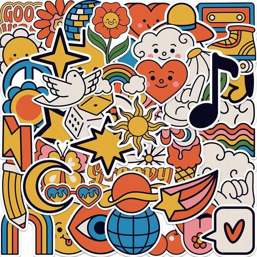 Autocollants Graffiti Hipster Dessin Anim¿¿ Mignon, 200 Pi¿¿Ces,Aesthetic Couleurs Stickers, Imperm¿¿Able Vinyle Autocollant Pour Telephone Ordinateur Portable Macbook Scrapbooking