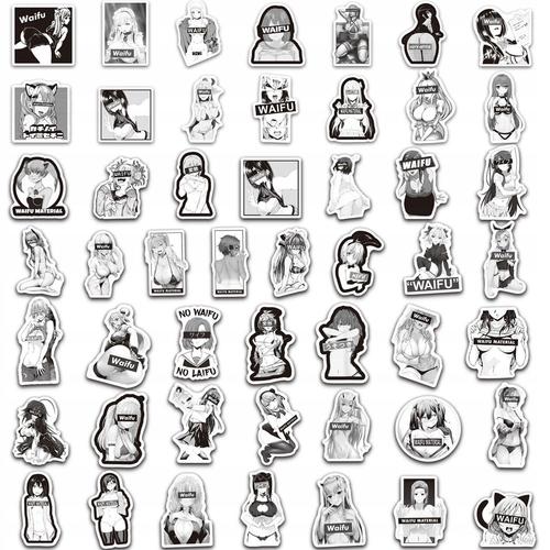 200 Pi¿¿Ces Noir Et Blanc Fille Sexy Anime G,Aesthetic Couleurs Stickers, Imperm¿¿Able Vinyle Autocollant Pour Telephone Ordinateur Portable Macbook Scrapbooking