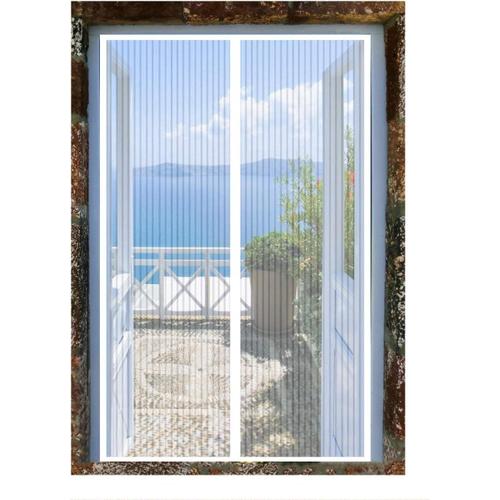 Moustiquaire Aimant¿¿e Porte Fenetre 145x215cm pour Couloirs Portes Patio Rideau Anti Moustique Bogues Pas de Forage Fermeture Automatique,Blanc