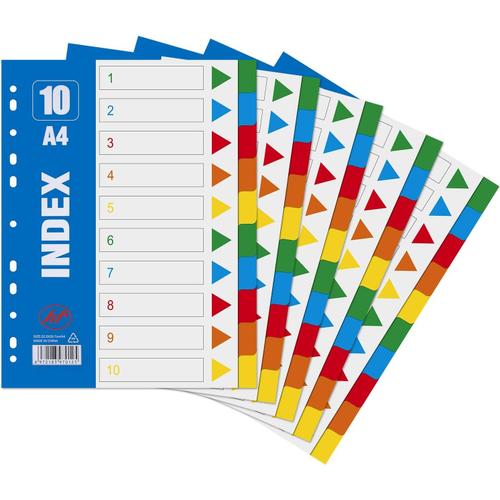Intercalaires A4 10-Part Multicolore Diviseurs De Sujet En Plastique S¿¿Parateurs Registre Pour Carnet Note Dossiers 5 Pack