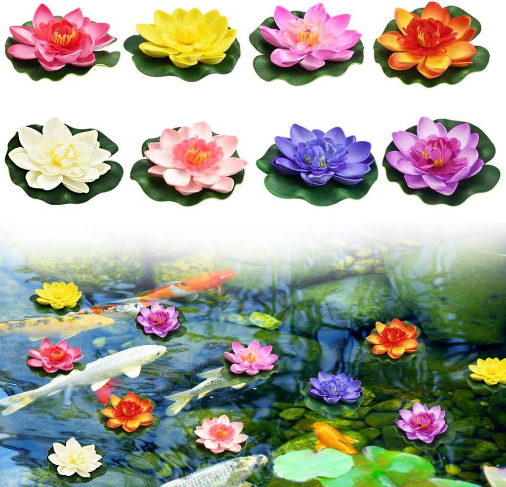 8 Pcs Artificielle N¿¿Nuphar Flottant Lotus Fleur De Lotus Artificielle Nenuphar Pour Bassin Fleur De Mousse De Lotus Imperm¿¿Ables Fleurs Flottantes Pour Jardin, ¿¿Tang, Fontaine, Aquarium