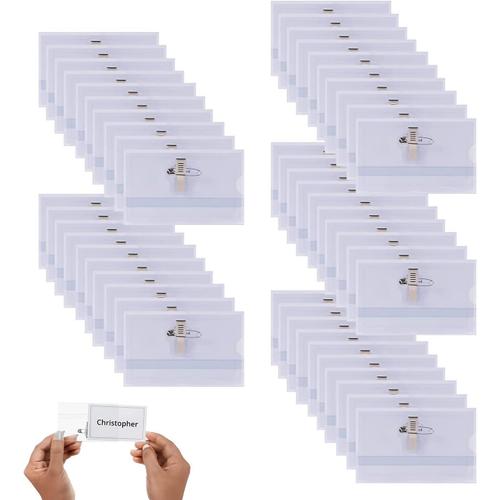 50 Pcs Porte Badge Plastique Horizontal ¿¿Tanches Avec Pince Crocodile, ¿¿Pingle De S¿¿Curit¿¿ Et ¿¿Tui Pour Cartes Vierges Porte-Carte D'identit¿¿ Transparent Pour Ecole Entreprise Bureaux(90*56mm)