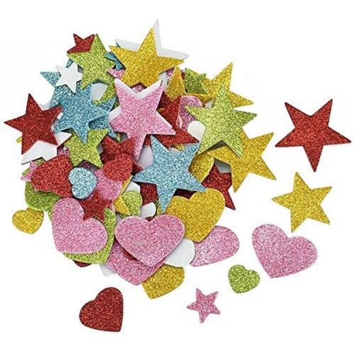 200 Pcs Autocollants En Mousse De Paillettes Stickers Mousses Color¿¿S Gommettes Mousse Autocollantes Coeurs ¿¿Toiles Stickers Paillettes Pour Artisanat Diy Albums