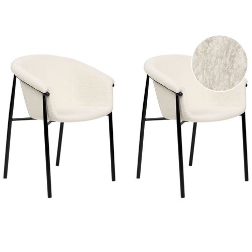 Chaise De Salle À Manger Set De 2 Bouclé Blanc Cassé Ames