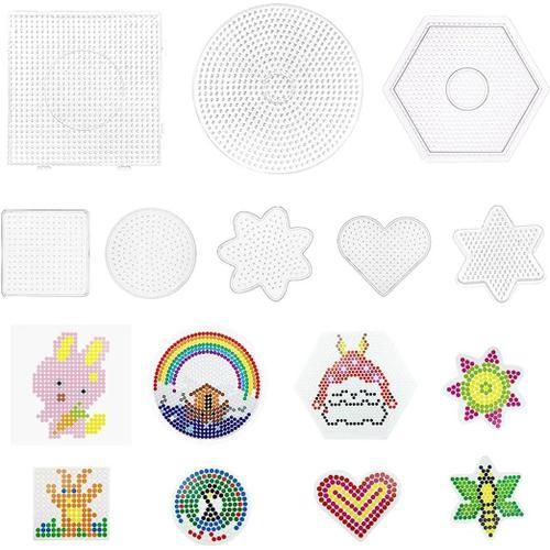 Plaque Perle A Repasser, Plaque Pour Perles ¿¿ Repasser, Support Perles ¿¿ Repasser, 8 Pi¿¿Ces Plaque De Perles ¿¿ Repasser Avec 8 Mod¿¿Les De Papier, Pi¿¿Ces Pour Bricolage ¿¿ La Main Enfants Cadeau