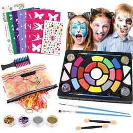 Visage Peinture, 12 Couleurs et 63 modèles de peinture Crayons Maquillage  Enfant pour peinture visage enfant, kit de maquillage lavable non toxique  pour Halloween pour carnaval, Pâques, cosplay : : Jeux et Jouets