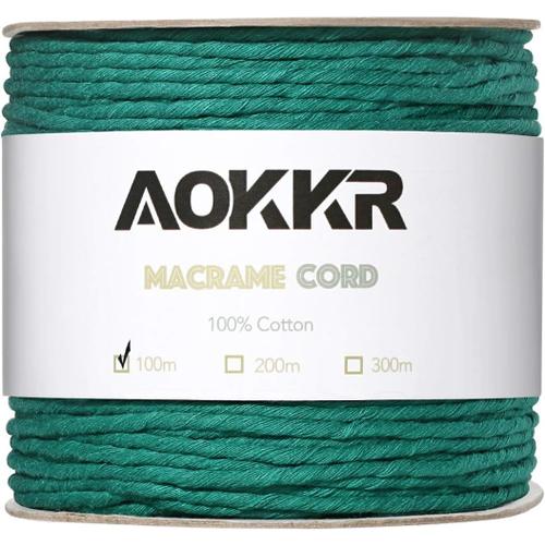 Corde Macram¿¿, Fil Macrame Coton 3mm x 100m Couleur, Corde Peign¿¿es pour Tress¿¿e DIY, Recycl¿¿ Tapisserie de Plante D¿¿corations murale, attrape-r¿¿ves Cadeau D¿¿coration Artisanat Suspendues, Vert jungle