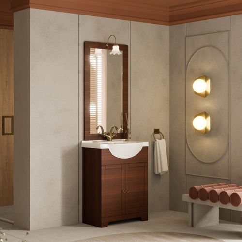 Meuble De Salle De Bain Style Rustique 65cm Noyer | Toscana