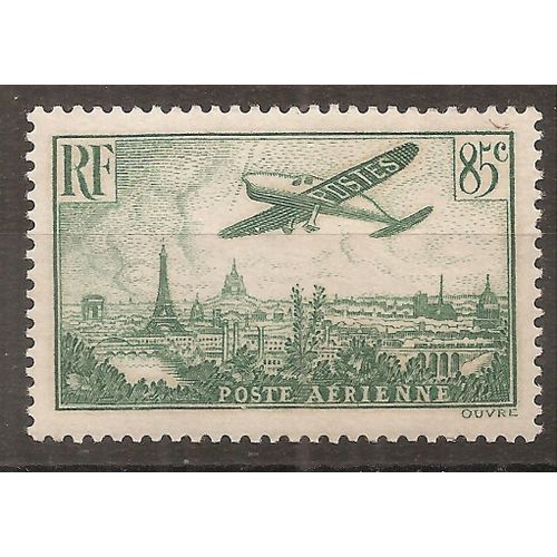 Pa 8 (1936) Poste Aérienne Paris 85c Vert Foncé N* (Cote 3e) (9326)
