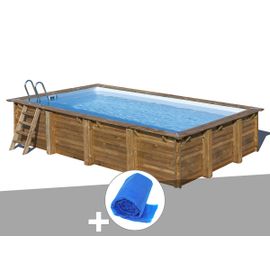 Kit piscine bois Gré Mango 6,18 x 3,20 x 1,33 m + Bâche à bulles