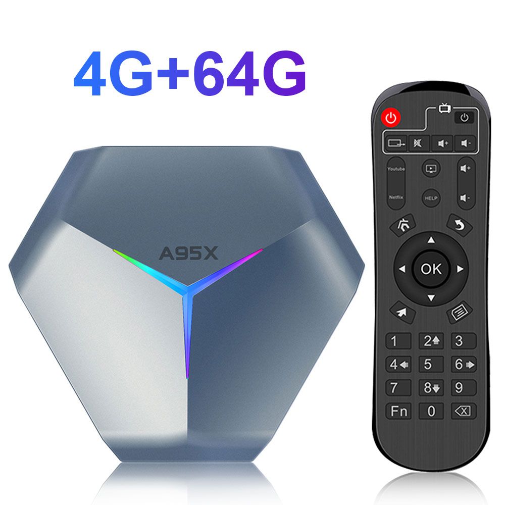 4G64G - A95X F4 Android 11 Smart TV BOX 8K HD RGB Light AmlogicG Dual Wifi BT4.1 Set Top TV Box