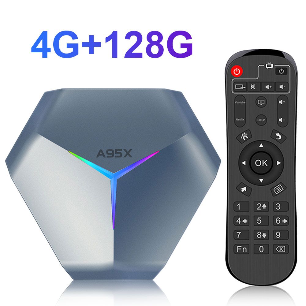 4G128G - A95X F4 Android 11 Smart TV BOX 8K HD RGB Light AmlogicG Dual Wifi BT4.1 Set Top TV Box