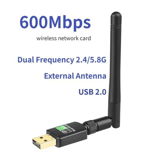 600m - Adaptateur USB Wi-Fi 6 pour ordinateur portable et tablette, carte réseau d'antenne pour touristes, contrôleur de jeu, bande