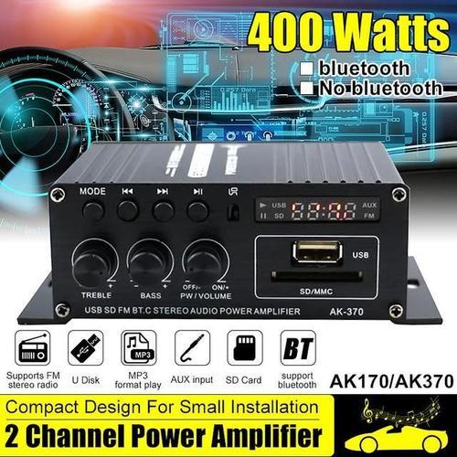 AK370 - Amplificateur de puissance 800W, karaoké Audio, cinéma maison, 2 canaux, Bluetooth, classe D, FM, entrée USB/SD AUX