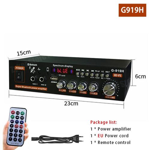 G919H PLIGE EU - Amplificateur de puissance domestique G-919H 1000W HIFI Bluetooth 5.0 Médailles audio Amplificateur audio Subwoofer Hautréus220 V/110V FM Amplificateurs USB