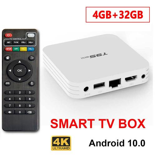 4 Go-32 Go - Boîtier Smart TV T95MINI, Android 10.0, 8 Go/2.4 Go, 128 GHz, 4K, lecteur multimédia, décodeur IPTV, pour home cinéma