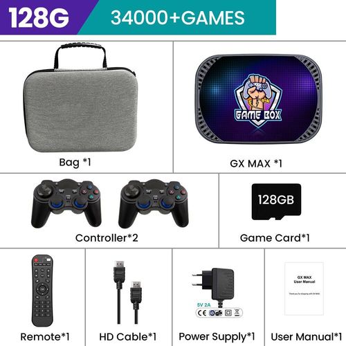 128gtf-2contrôleur - Console De Jeu Vidéo Rétro Gx Max, Psp, Ps1, N64, Sega Saturn, Dc Emuelec4, Android11, S905tage, 4k, Émulateur 50 +, 43000 + Jeux