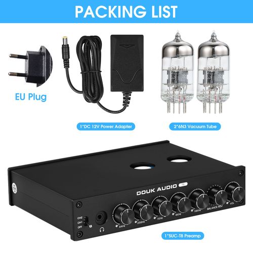 Bouchon UE - Douk Audio-Tube stéréo à assujetHiFi, préampli XLR/RCA, égaliseur EQ 7 bandes, ampli de téléphone pour sauna de bureau à domicile