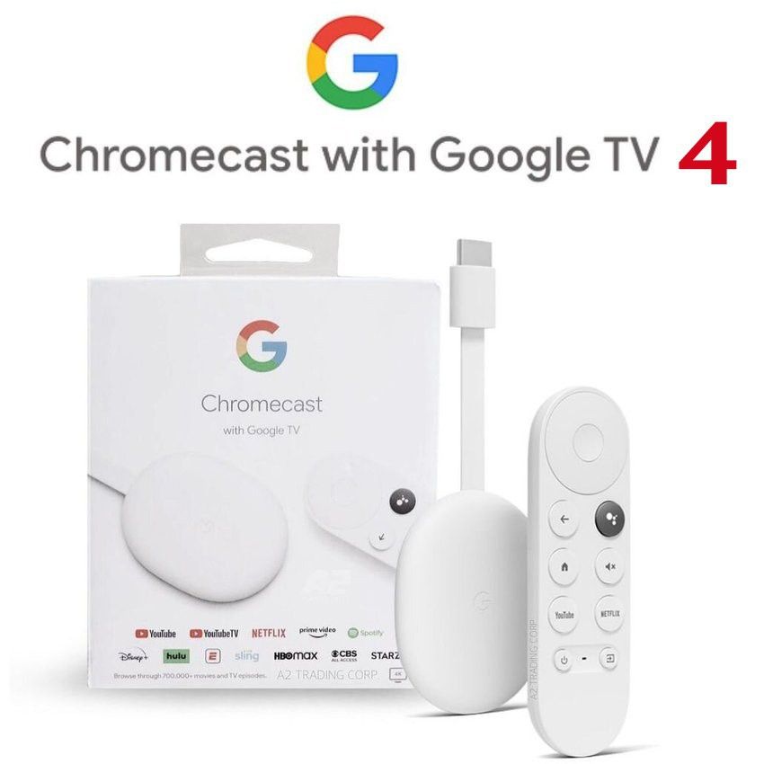 Chromecast 4 blanc - Google Chromecast 4 TV avec Google TV, ...