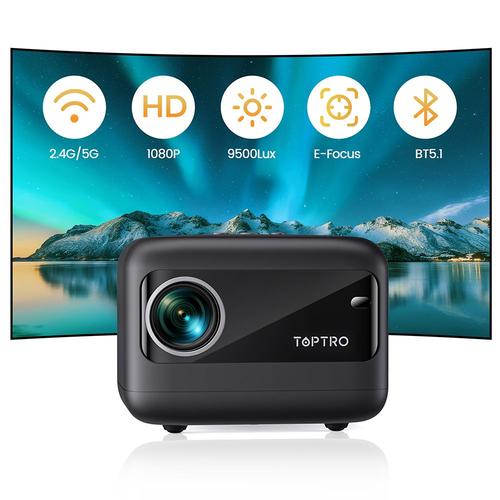 Toptro tr25 - Mini budgétaire portable TR25, Wi-Fi, Bluetooth, 9500 lumens, prise en charge des cortors, vidéo 1080p, cinéma extérieur à domicile