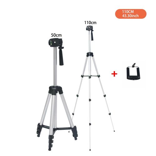 110 cm avec clip - Mini trépied de budgétaire 65-110cm, support de sol, support rapide pour iPhone Samsung Xiaomi DSLR appareil photo caméscope téléphone