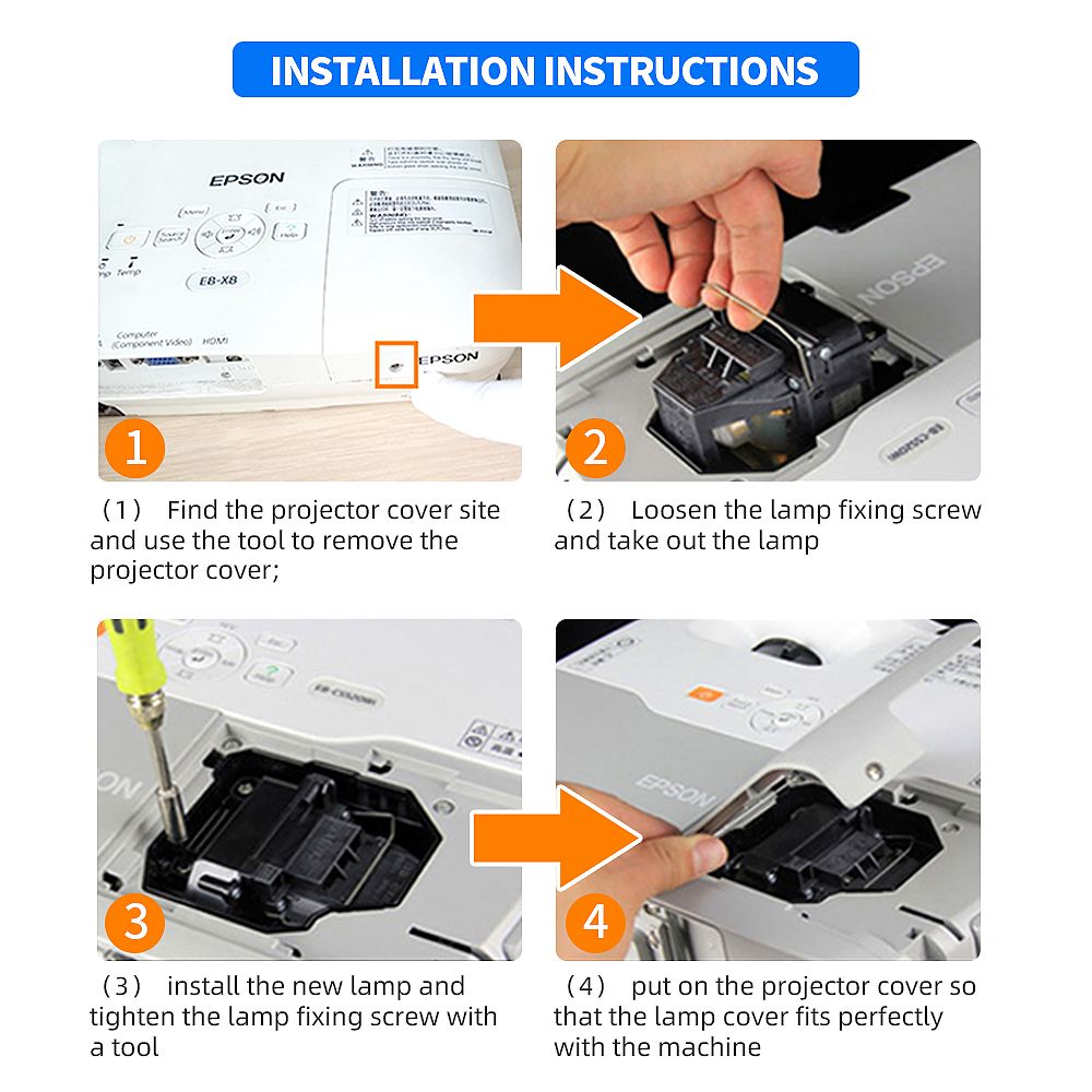 V13H010L67-CBH - Pour Epson ELPLP67 Projecteur Lampe EB-X02 ... - 5