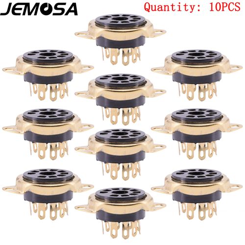 10 pc plaqué or - Prise de assujetde tube en bakélite, amplificateur de tube à vide, audio HIFI bricolage, 9 broches, 12AX7, 12AU7, 6199, 6922, EL84, ECC81, ECC82, ECC83