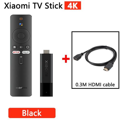 Ajouter le câble HDMI - Xiaomi-Mi TV Stick, 4K, Android 11, HDR, Façades Core, 2 Go + 8 Go, Bluetooth 5.0, WiFi Meida, Google Assistant, Lecteur TV, Version globale