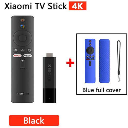 Ajouter un cas complet bleu - Xiaomi-Mi TV Stick, 4K, Android 11, HDR, Façades Core, 2 Go + 8 Go, Bluetooth 5.0, WiFi Meida, Google Assistant, Lecteur TV, Version globale