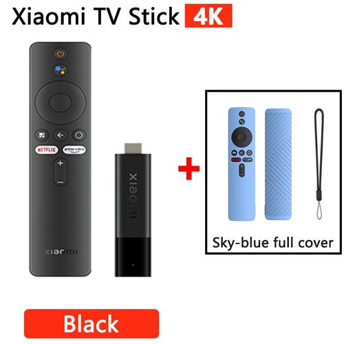 Case 4K n Sky Blue - Xiaomi-Mi TV Stick, 4K, Android 11, HDR, Façades Core, Portable Streaming Media, 2 Go de RAM, 8 Go, Dean Bluetooth 5.0, WiFi, Google Assistant