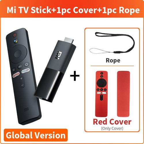 Ajouter une couverture rouge - Xiaomi-Mi TV Stick, Android 9.0, Mini Smart TV, 1 Go de RAM, 8 Go de ROM, Dongle Dean Bluetooth 4.2, WiFi, Google Assistant, Original, Version UE