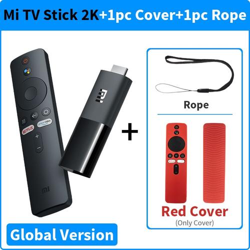 2K Ajouter une couverture rouge - Xiaomi-Mi TV Stick, Dongle TV, Android 9.0, Smart HDR, 1 Go de RAM, 8 Go de ROM, Dean Bluetooth 4.2, WiFi, Google Assistant, Mini, Version globale